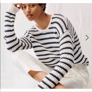 Madewell 	
striped open-stitch austen pullover sweater